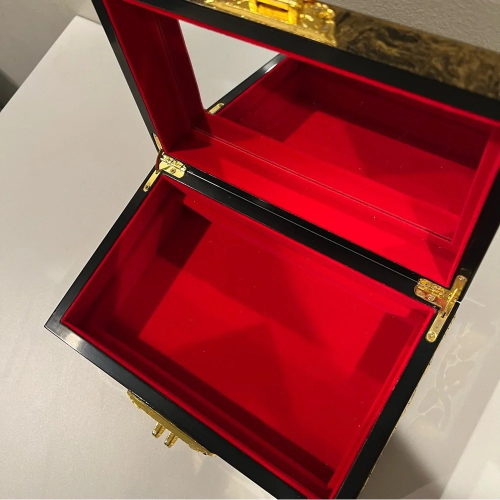 Chinese Style Vintage Jewelry Box Wooden Treasure Storage Earring Rings Necklace